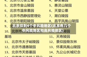 北京仅剩4个中风险地区(北京有几个中风险地区和高风险地区)