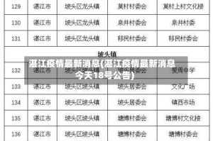 湛江疫情最新消息(湛江疫情最新消息今天18号公告)