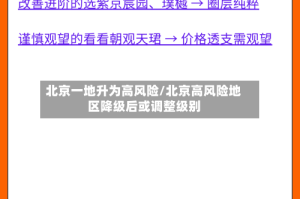北京一地升为高风险/北京高风险地区降级后或调整级别