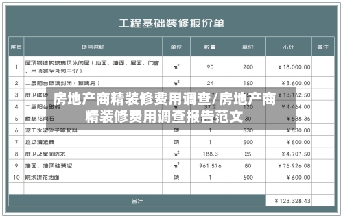房地产商精装修费用调查/房地产商精装修费用调查报告范文-第1张图片
